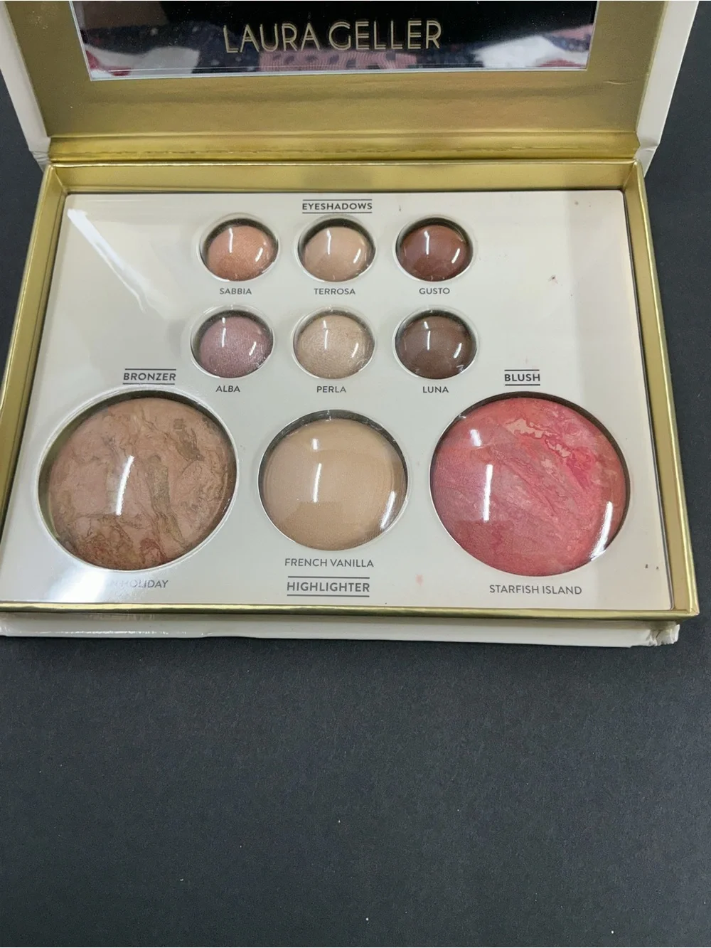 Laura Geller Eyeshadow & Face Palette — Pink Blush, Bronze, Cream Highlighter